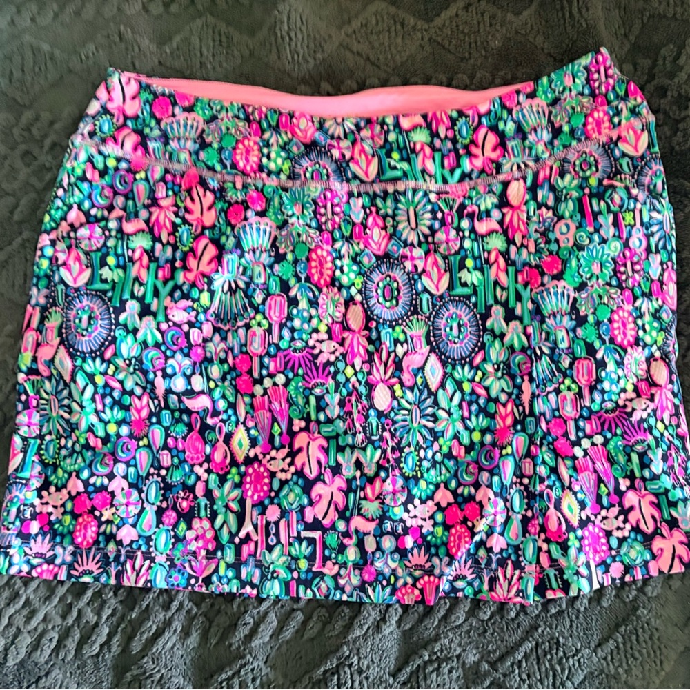 Lilly Pulitzer Floral Blue & Pink A-Line Skort - Picture 2 of 5